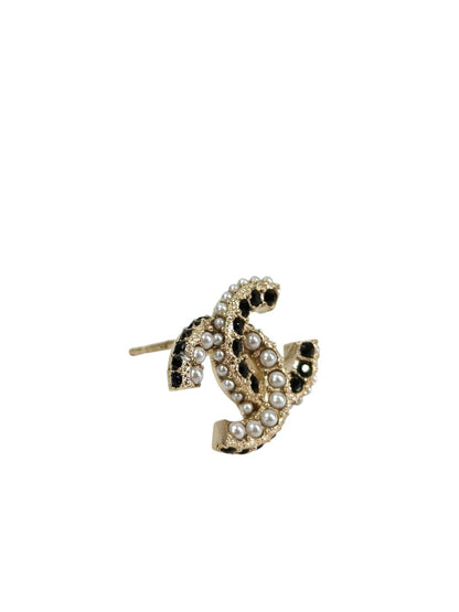 CHANEL シャネル ココマーク フェイクパール ピアス ホワイト×ブラック×ゴールド 管理番号：11658