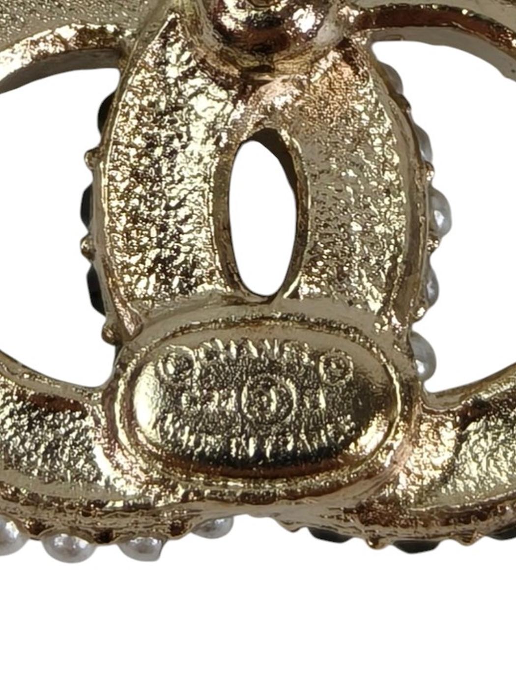 CHANEL シャネル ココマーク フェイクパール ピアス ホワイト×ブラック×ゴールド 管理番号：11658