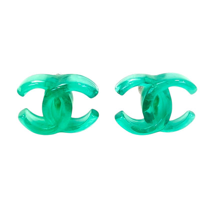 CHANEL シャネル ココマーク 2004年製 コメ有 ピアス グリーン 管理番号：11673