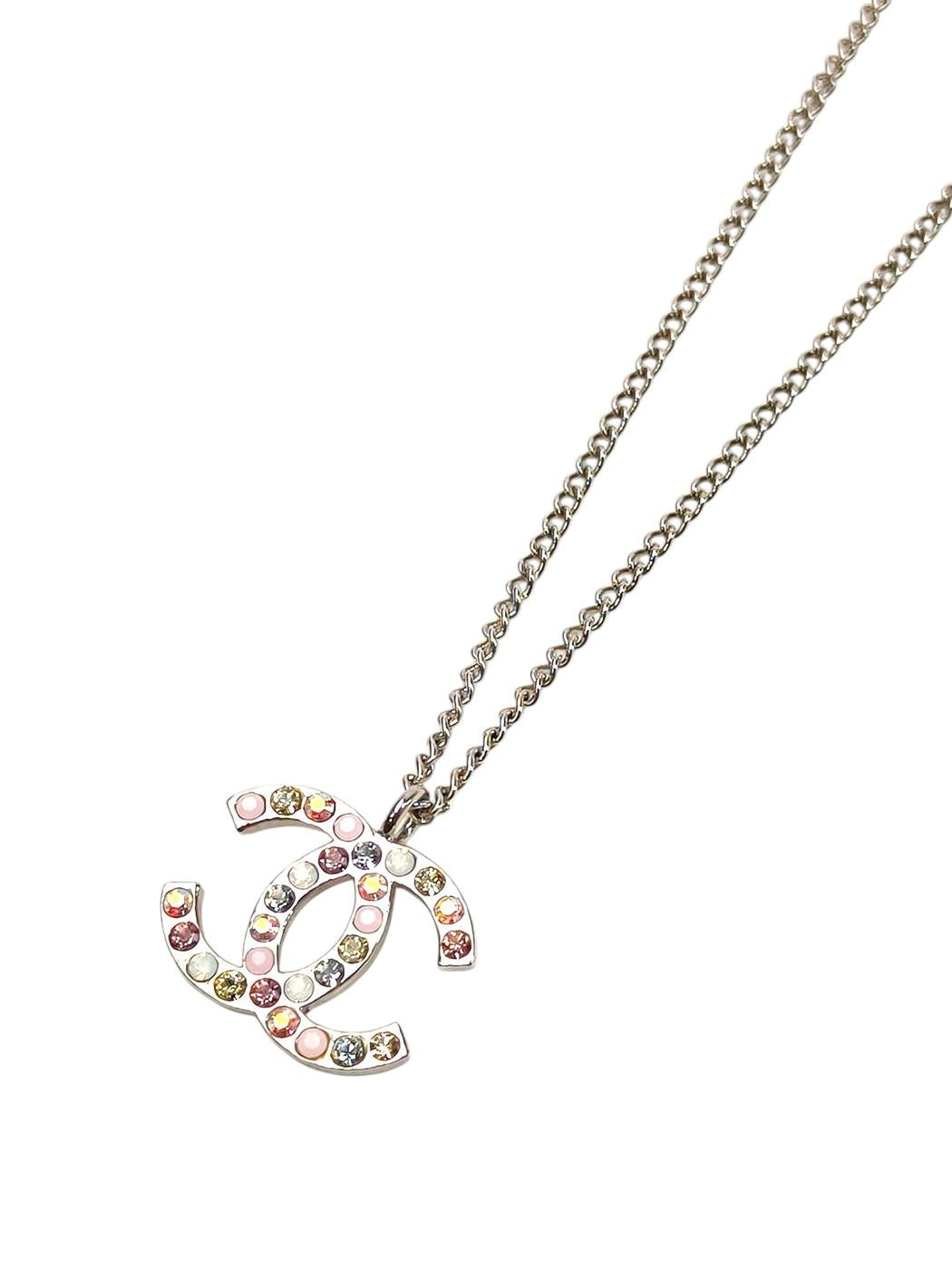 CHANEL シャネル ココマーク カラーストーン 2007年製 ネックレス シルバー 管理番号：11678