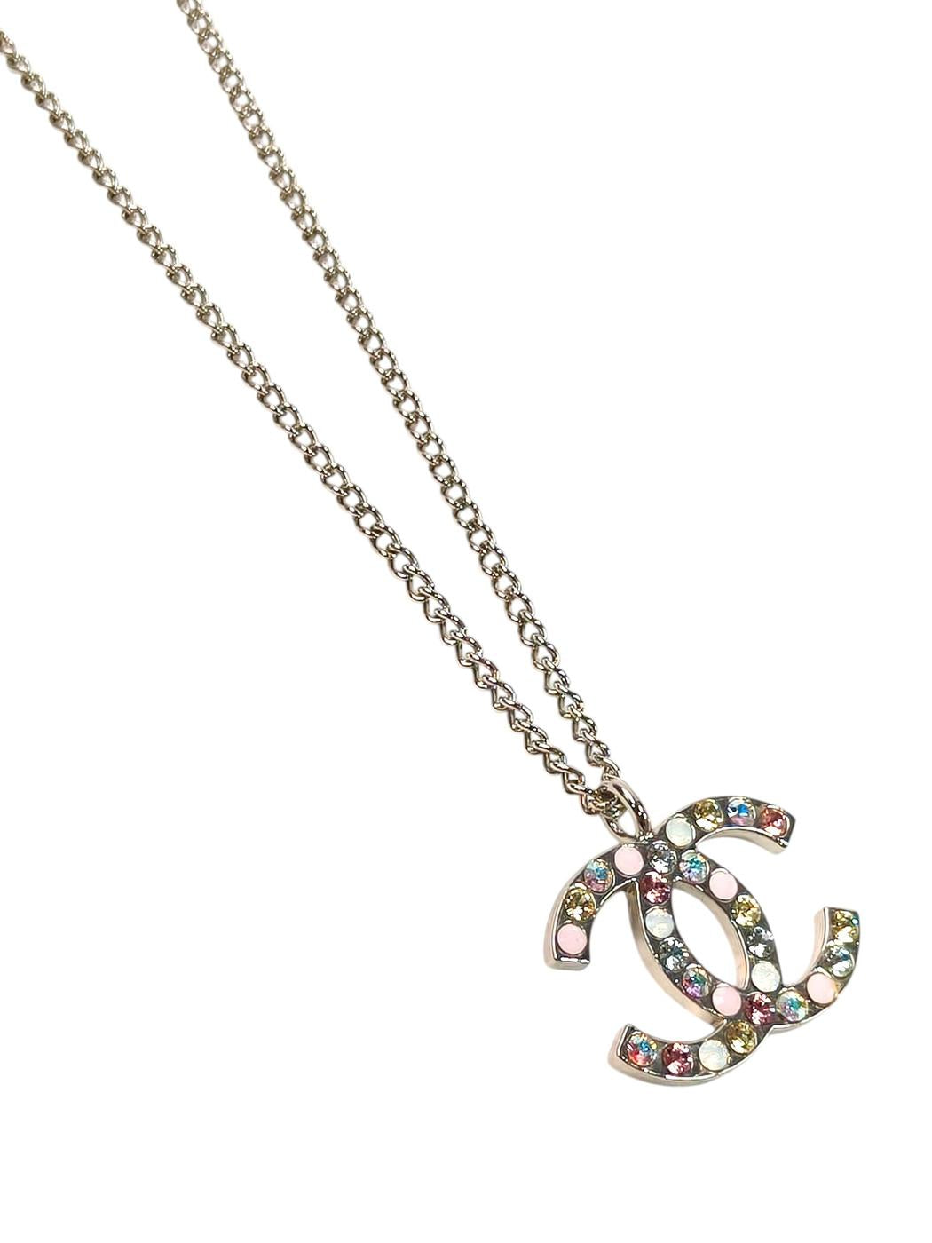 CHANEL シャネル ココマーク カラーストーン 2007年製 ネックレス シルバー 管理番号：11678