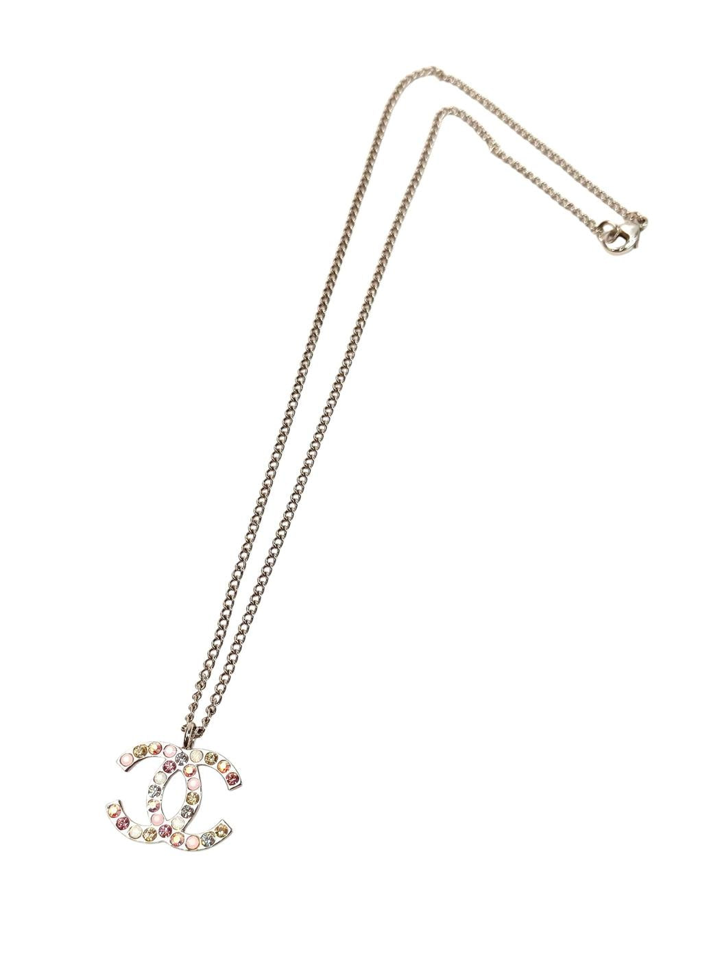 CHANEL シャネル ココマーク カラーストーン 2007年製 ネックレス シルバー 管理番号：11678