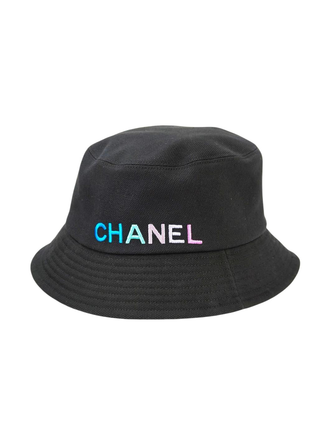 CHANEL シャネル ロゴ刺繍 バケットハット ブラック 管理番号：11680
