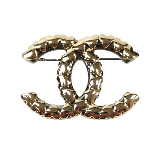 CHANEL Coco Mark Heart Metal 2022 Brooch Silver x Gold Product number: 11686