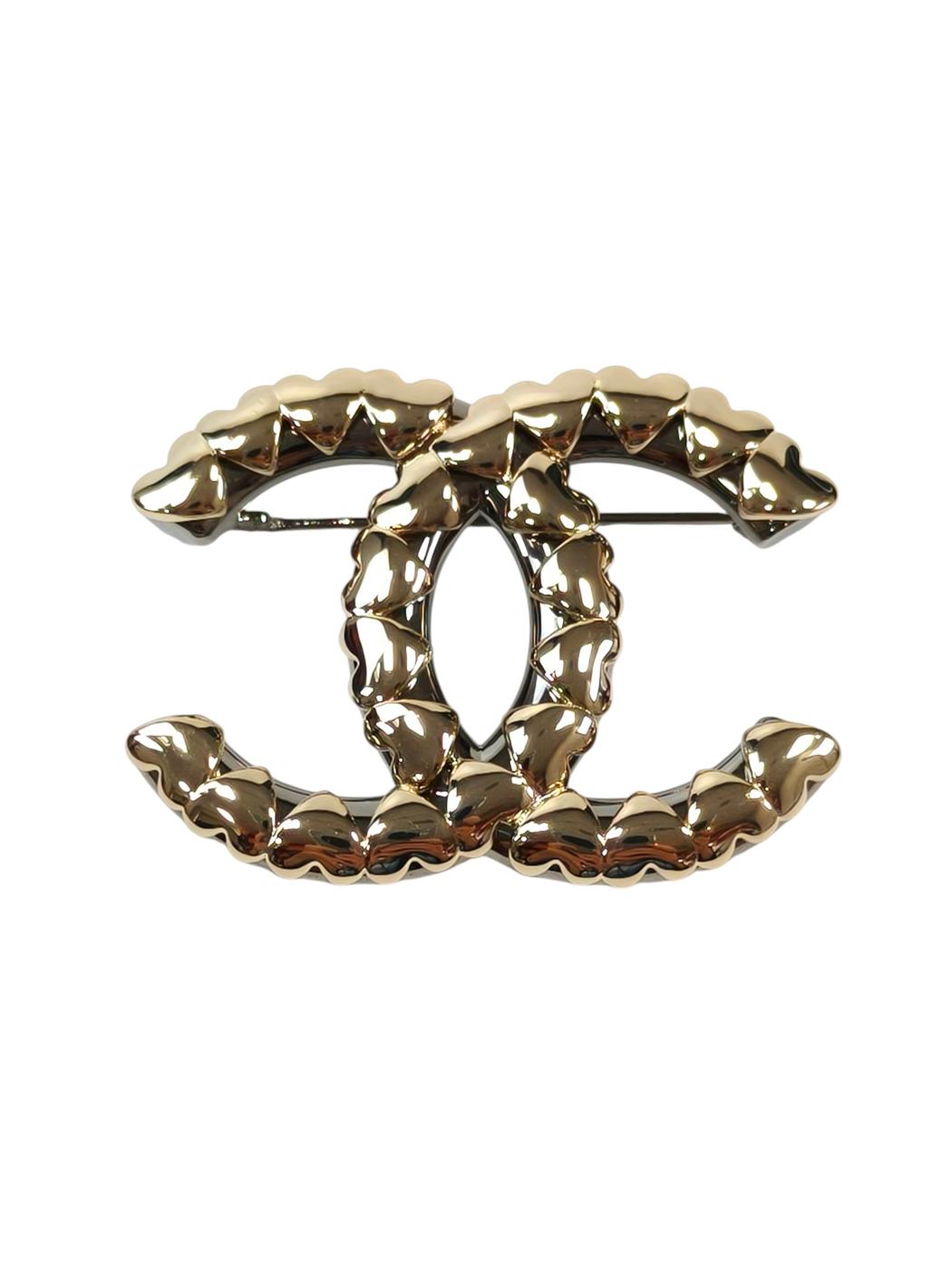 CHANEL シャネル ココマーク ハートメタル 2022年製 ブローチ シルバー×ゴールド 管理番号：11686