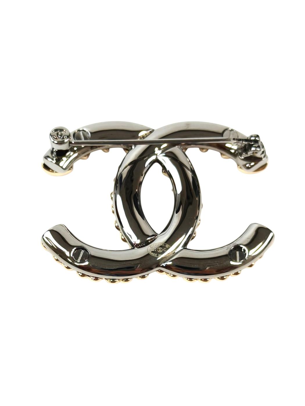 CHANEL シャネル ココマーク ハートメタル 2022年製 ブローチ シルバー×ゴールド 管理番号：11686