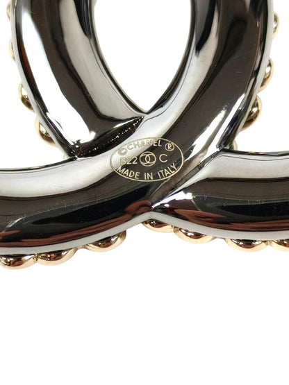 CHANEL シャネル ココマーク ハートメタル 2022年製 ブローチ シルバー×ゴールド 管理番号：11686