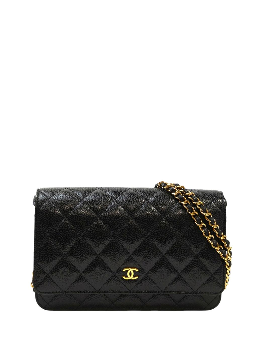 CHANEL シャネル マトラッセチェーンウォレット チェーンショルダーバッグ ブラック×ゴールド 管理番号：11695