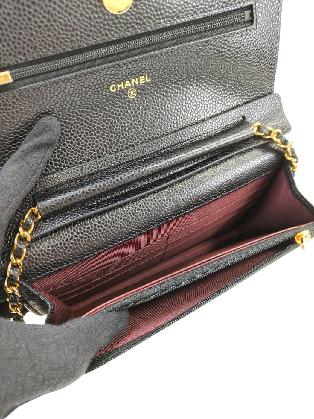 CHANEL シャネル マトラッセチェーンウォレット チェーンショルダーバッグ ブラック×ゴールド 管理番号：11695