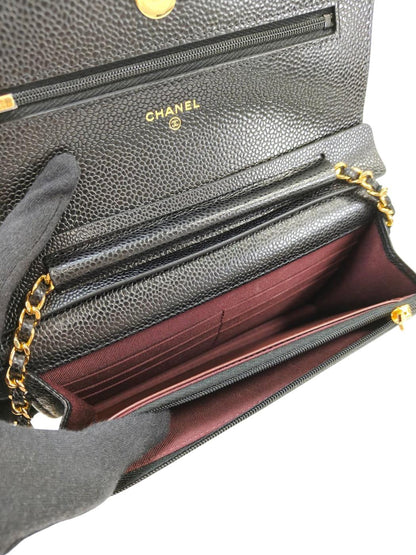 CHANEL シャネル マトラッセチェーンウォレット チェーンショルダーバッグ ブラック×ゴールド 管理番号：11695