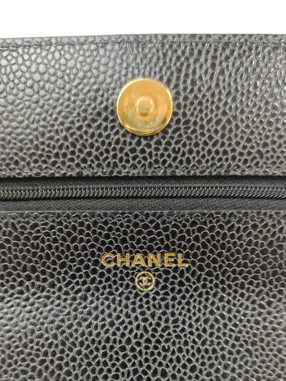 CHANEL シャネル マトラッセチェーンウォレット チェーンショルダーバッグ ブラック×ゴールド 管理番号：11695