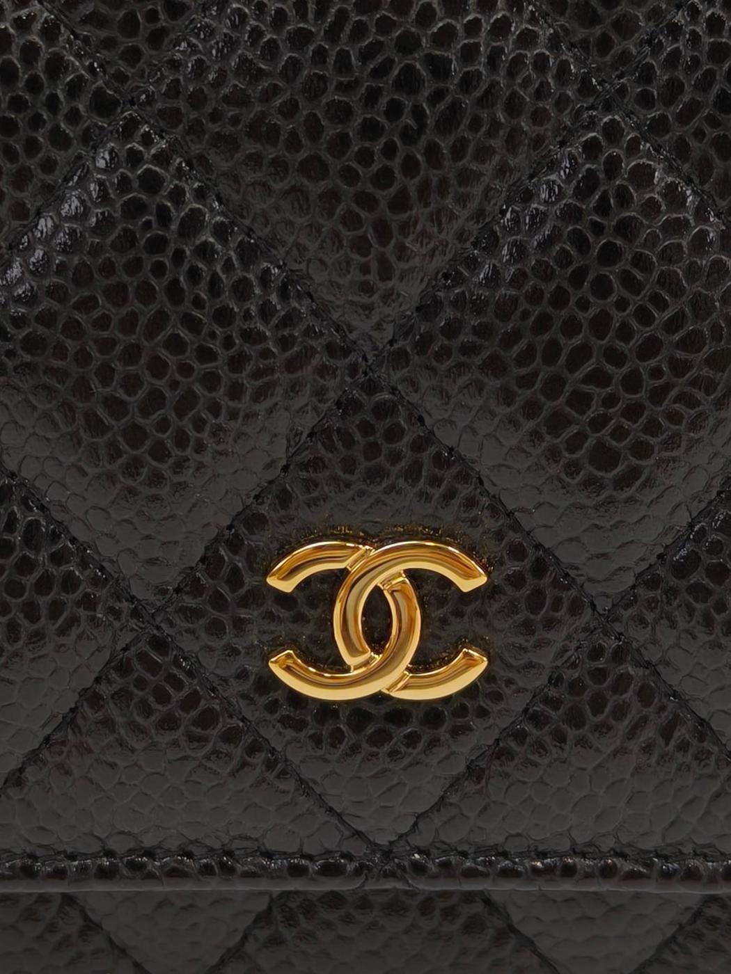 CHANEL シャネル マトラッセチェーンウォレット チェーンショルダーバッグ ブラック×ゴールド 管理番号：11695