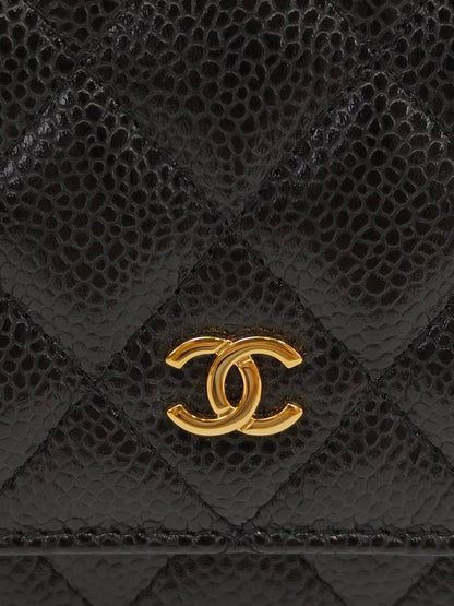CHANEL シャネル マトラッセチェーンウォレット チェーンショルダーバッグ ブラック×ゴールド 管理番号：11695
