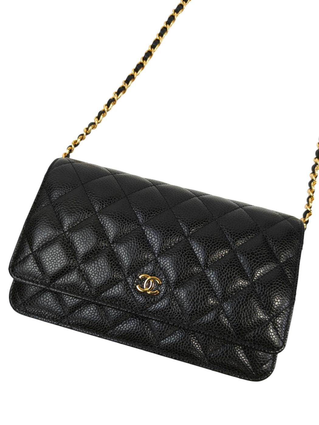 CHANEL シャネル マトラッセチェーンウォレット チェーンショルダーバッグ ブラック×ゴールド 管理番号：11695