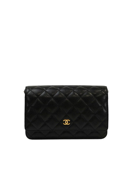 CHANEL シャネル マトラッセチェーンウォレット チェーンショルダーバッグ ブラック×ゴールド 管理番号：11695