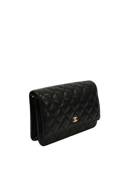 CHANEL シャネル マトラッセチェーンウォレット チェーンショルダーバッグ ブラック×ゴールド 管理番号：11695