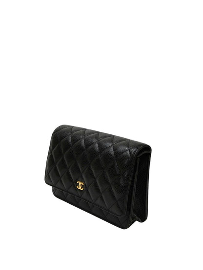 CHANEL シャネル マトラッセチェーンウォレット チェーンショルダーバッグ ブラック×ゴールド 管理番号：11695