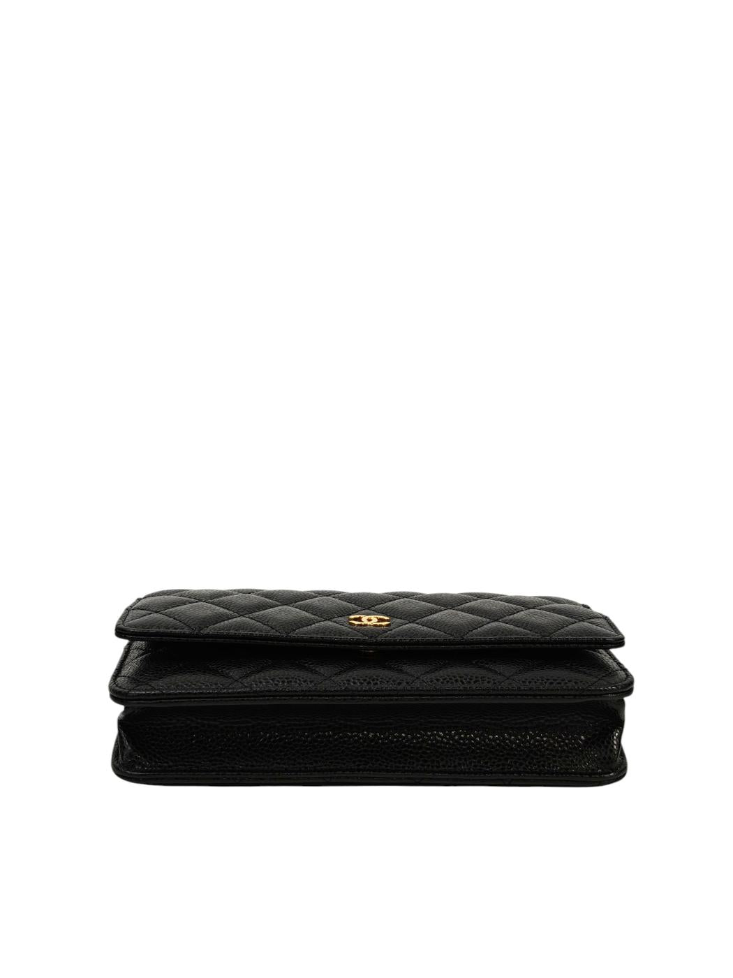CHANEL シャネル マトラッセチェーンウォレット チェーンショルダーバッグ ブラック×ゴールド 管理番号：11695