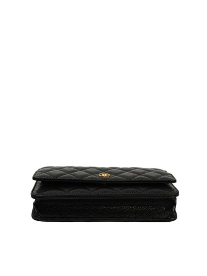 CHANEL シャネル マトラッセチェーンウォレット チェーンショルダーバッグ ブラック×ゴールド 管理番号：11695