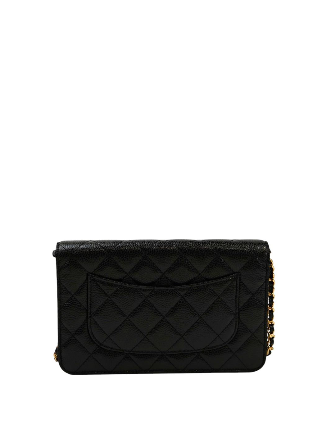 CHANEL シャネル マトラッセチェーンウォレット チェーンショルダーバッグ ブラック×ゴールド 管理番号：11695