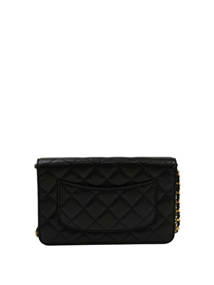 CHANEL シャネル マトラッセチェーンウォレット チェーンショルダーバッグ ブラック×ゴールド 管理番号：11695