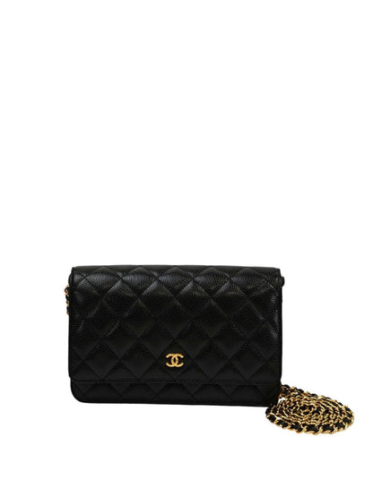 CHANEL シャネル マトラッセチェーンウォレット チェーンショルダーバッグ ブラック×ゴールド 管理番号：11695