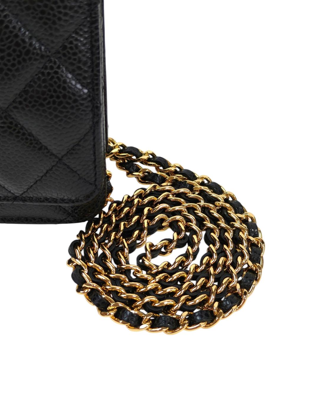 CHANEL シャネル マトラッセチェーンウォレット チェーンショルダーバッグ ブラック×ゴールド 管理番号：11695