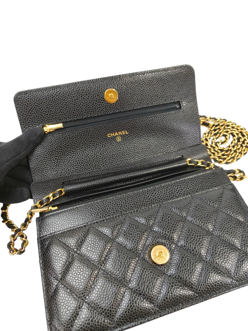 CHANEL シャネル マトラッセチェーンウォレット チェーンショルダーバッグ ブラック×ゴールド 管理番号：11695