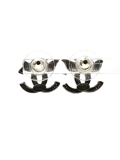 CHANEL シャネル ガンメタル  フェイクパール 2012年製 ピアス ブラック×ホワイト 管理番号：11712
