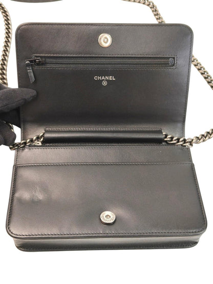 CHANEL シャネル ボーイシャネル チェーンウォレット チェーンショルダーバッグ ブラック 管理番号：11714