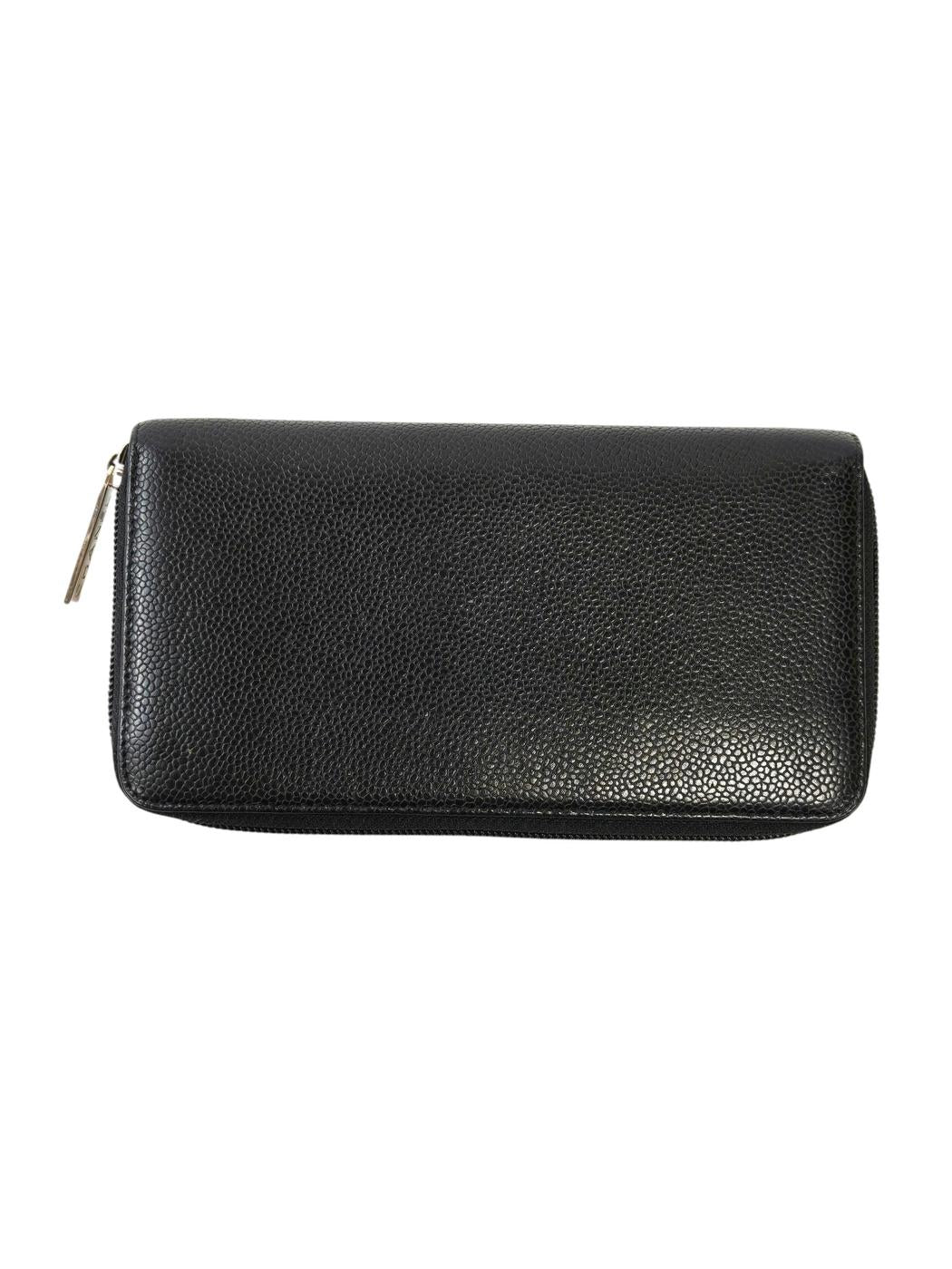 CHANEL Coco Mark Round Zip Long Wallet, Series 19, Caviar Skin Grained Calfskin, Black, 2014, Control Number: 11734