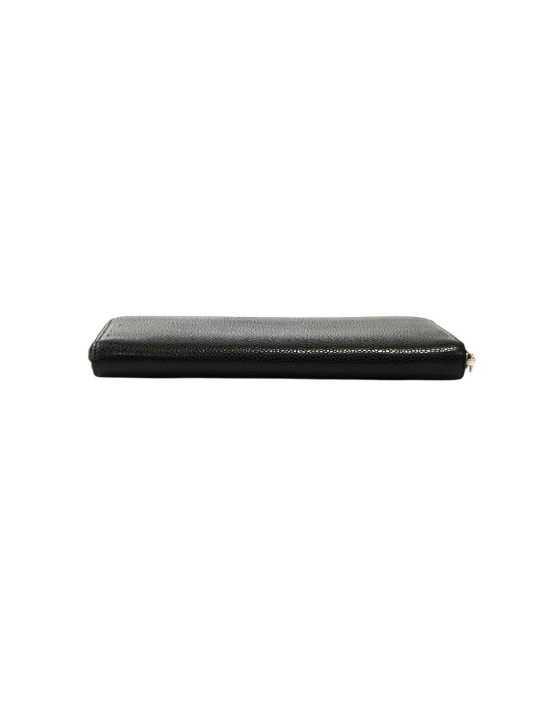 CHANEL Coco Mark Round Zip Long Wallet, Series 19, Caviar Skin Grained Calfskin, Black, 2014, Control Number: 11734