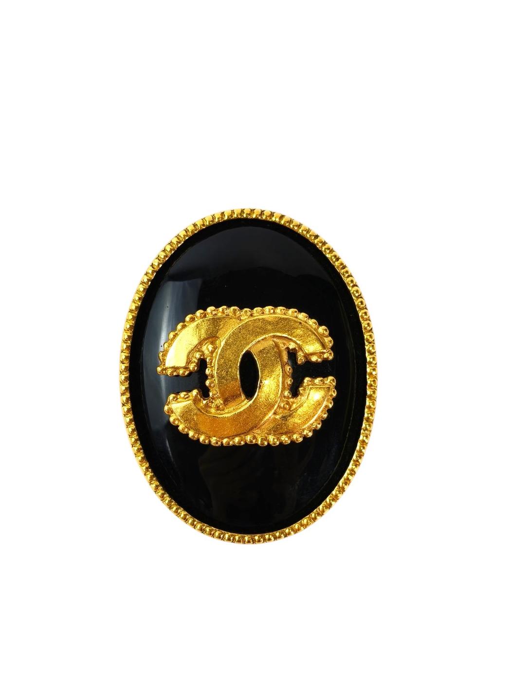 CHANEL シャネル ブラックストーン 金 ココマーク ブローチ 黒×金 96A 1996年秋 管理番号：11738