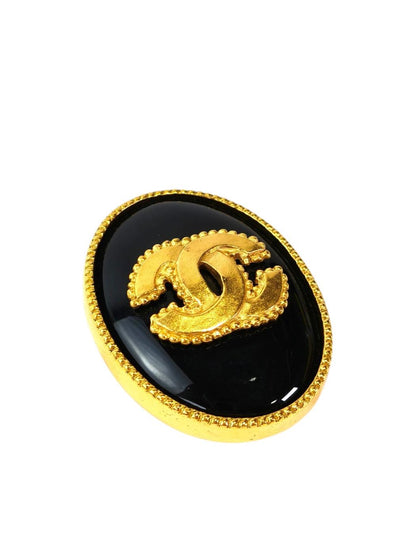 CHANEL シャネル ブラックストーン 金 ココマーク ブローチ 黒×金 96A 1996年秋 管理番号：11738
