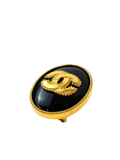 CHANEL シャネル ブラックストーン 金 ココマーク ブローチ 黒×金 96A 1996年秋 管理番号：11738