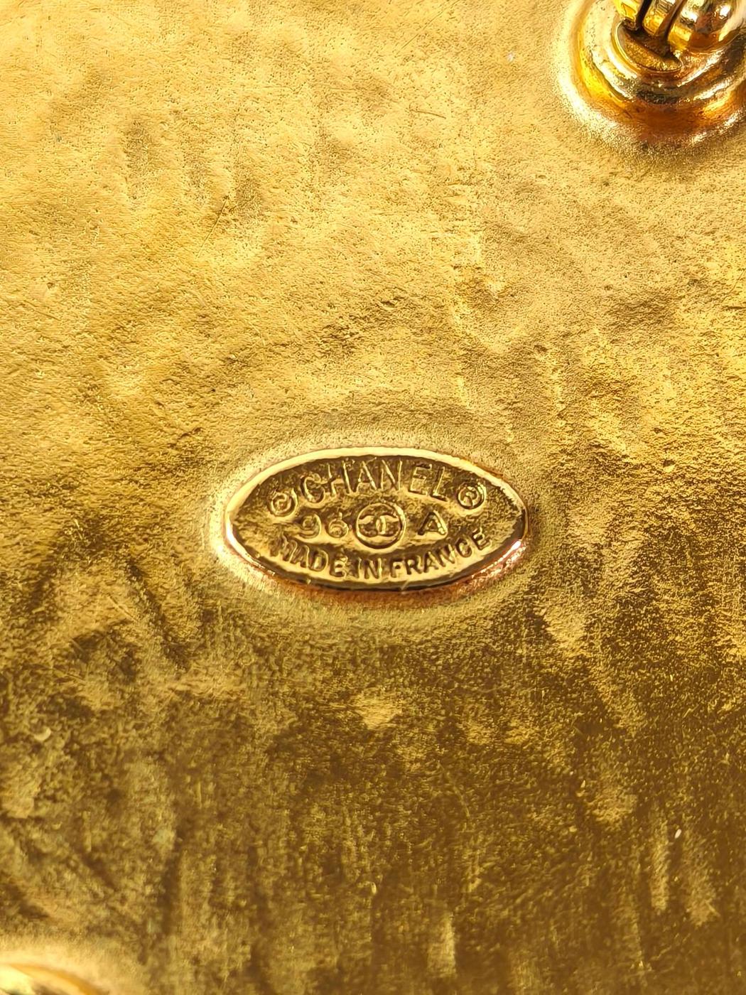 CHANEL シャネル ブラックストーン 金 ココマーク ブローチ 黒×金 96A 1996年秋 管理番号：11738