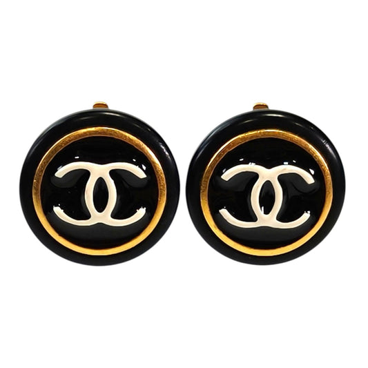 CHANEL シャネル ココマーク付き ピアス 黒×金 イヤリング 97P 1997年春夏 管理番号：11750