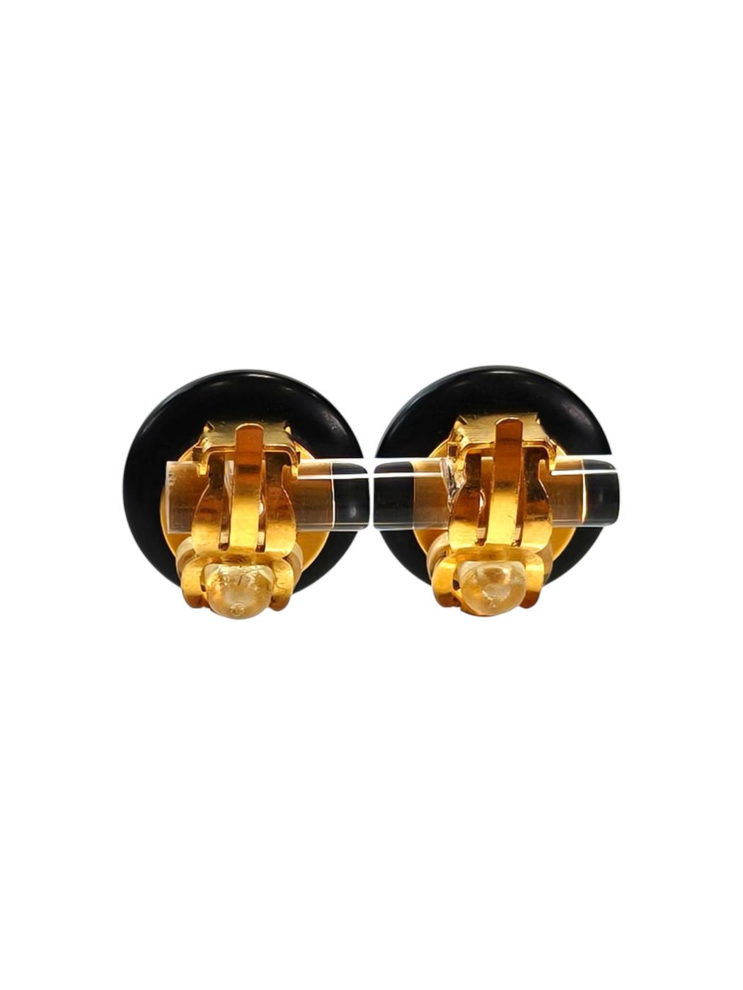 CHANEL シャネル ココマーク付き ピアス 黒×金 イヤリング 97P 1997年春夏 管理番号：11750