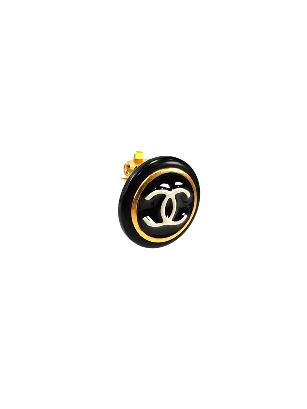 CHANEL シャネル ココマーク付き ピアス 黒×金 イヤリング 97P 1997年春夏 管理番号：11750