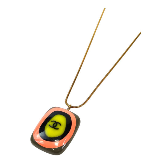 CHANEL スクエア マーブル 橙×黄×黒 ココマーク付き ネックレス 03P 2003年春夏 管理番号：11752