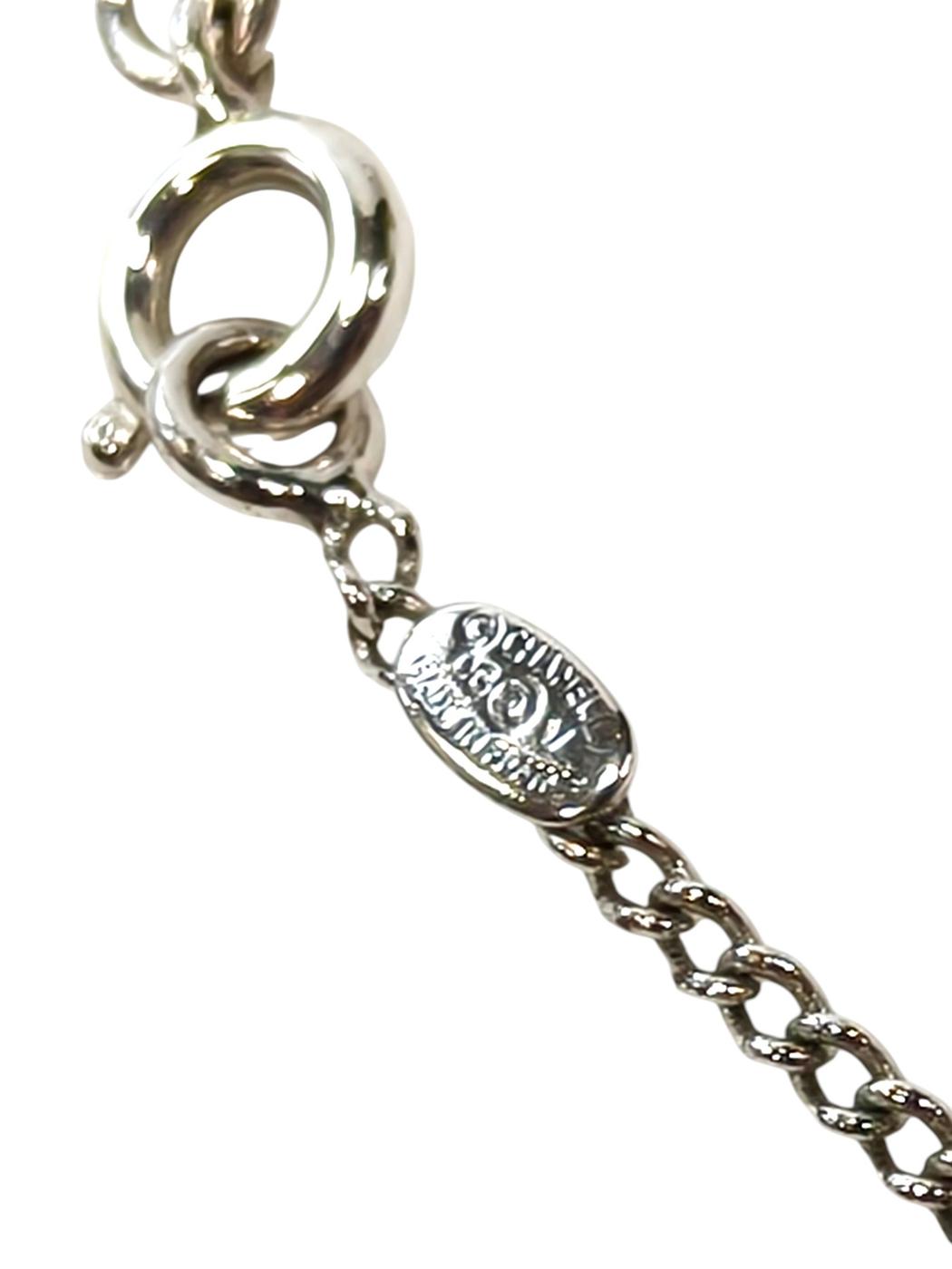 CHANEL White x Silver CC Logo Necklace, Chain 43cm, White, 06V, Circa 2006, Ref: 11757