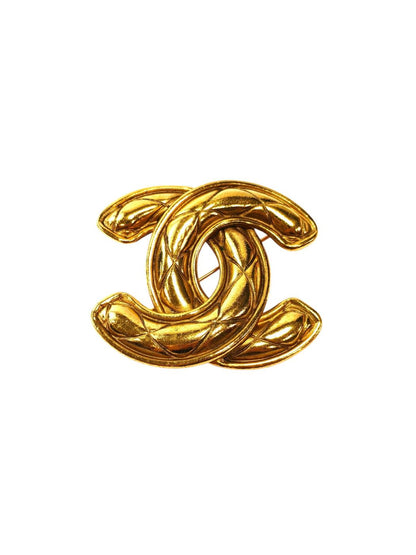 CHANEL シャネル マトラッセ ココマーク プレートあり ブローチ 金  管理番号：11760