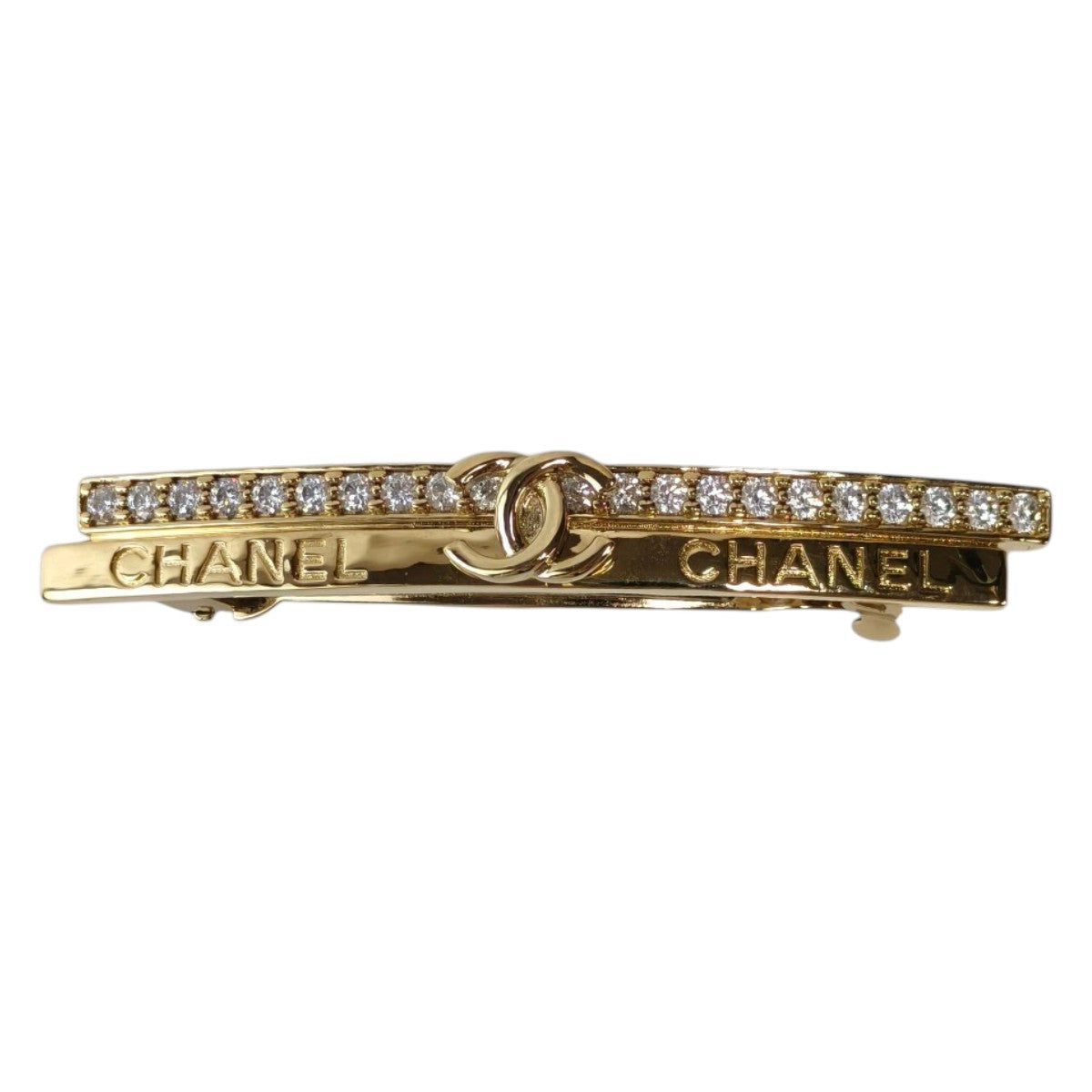 CHANEL ココマーク ラインストーン バレッタ 金 B22 B イタリア製 管理番号：11771