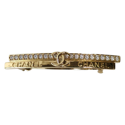 CHANEL ココマーク ラインストーン バレッタ 金 B22 B イタリア製 管理番号：11771