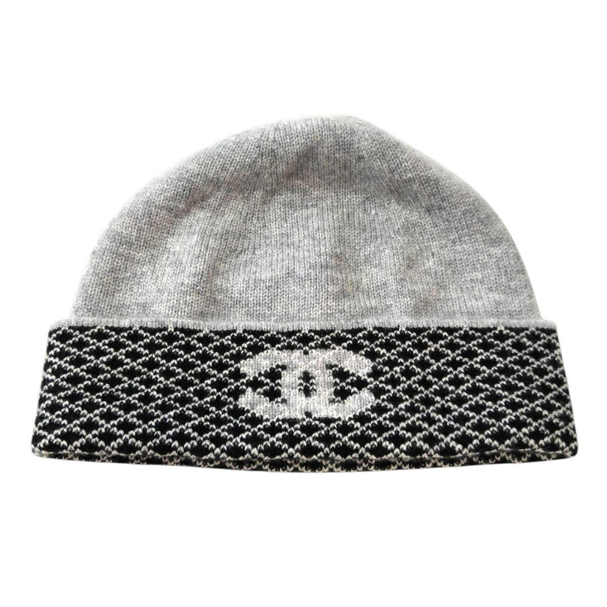 CHANEL シャネル ニット帽 カシミヤ96％ ココマーク 帽子 グレー 管理番号：11778