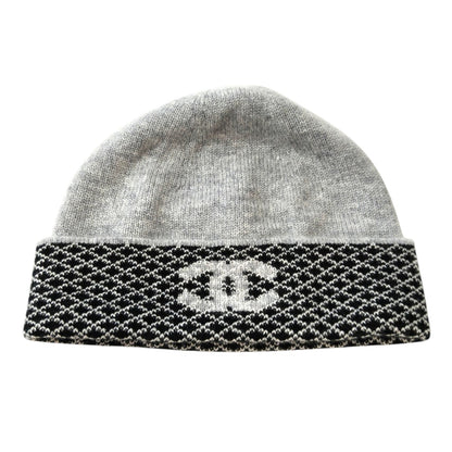 CHANEL シャネル ニット帽 カシミヤ96％ ココマーク 帽子 グレー 管理番号：11778