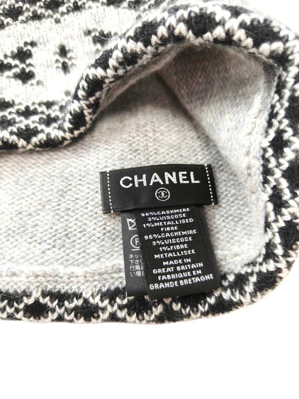CHANEL シャネル ニット帽 カシミヤ96％ ココマーク 帽子 グレー 管理番号：11778