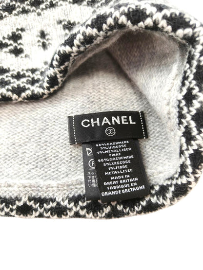 CHANEL シャネル ニット帽 カシミヤ96％ ココマーク 帽子 グレー 管理番号：11778