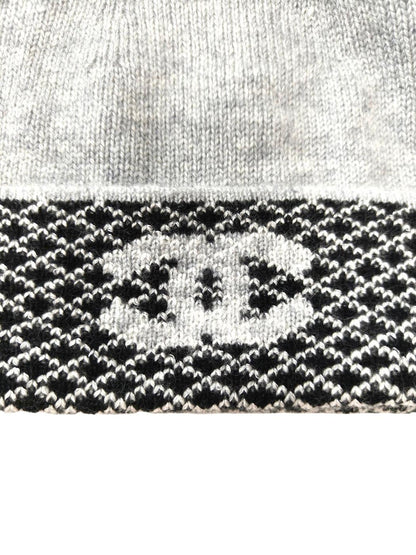 CHANEL シャネル ニット帽 カシミヤ96％ ココマーク 帽子 グレー 管理番号：11778
