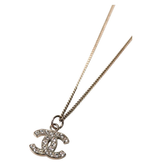 CHANEL Coco Mark Necklace with Rhinestones Silver Control Number: 11783